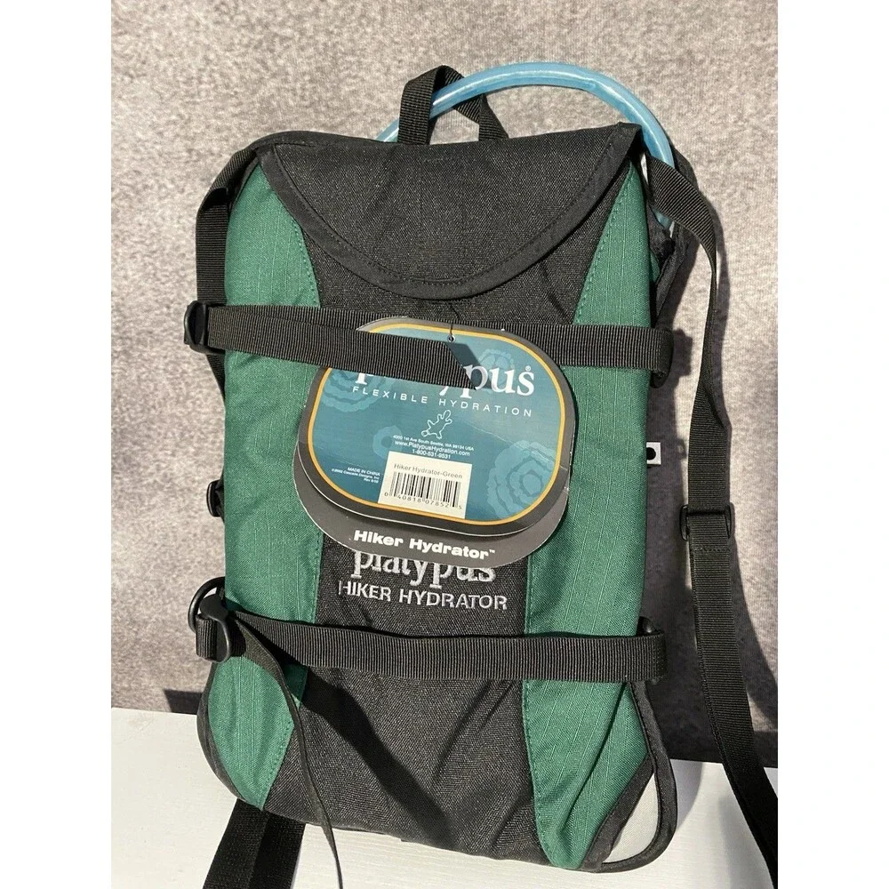 New Vintage Platypus Hiker Hydrator Pack - Flexible Hydration NWT - Green/Blac